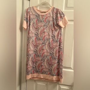 Size small pink red blue paisley feather sleep dress nightgown